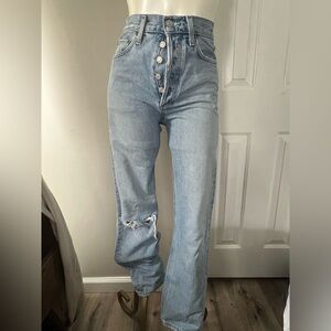 High-Waist Light Blue Button-Fly Women's Jeans Sz 23